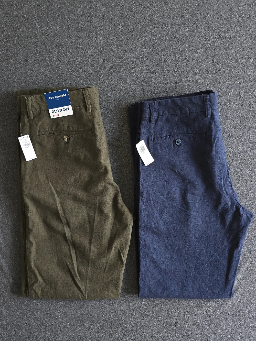 Old Navy 90s Straight Leg Linen Blend Pants Men's Size 32 Olive Navy Lot of 2